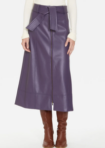 Marie Oliver - Greenwich Vegan Leather Midi Skirt - Plum