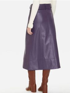 Marie Oliver - Greenwich Vegan Leather Midi Skirt - Plum