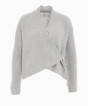 Load image into Gallery viewer, Brodie - Aubrey Ribbed Cashmere Wrap Cardigan Sweater - Heather Gray
