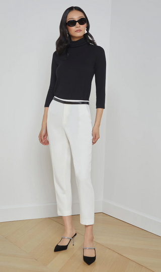 L'Agence - Aja 3/4 Sleeve Turtleneck Top - Black