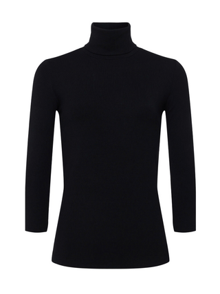 L'Agence - Aja 3/4 Sleeve Turtleneck Top - Black