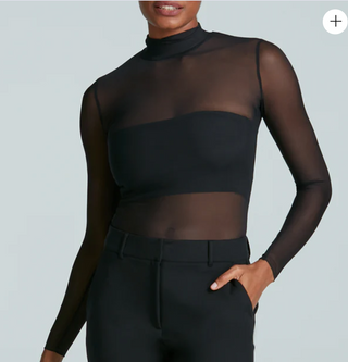 Commando - Chic Mesh Long Sleeve Turtleneck Top - Black