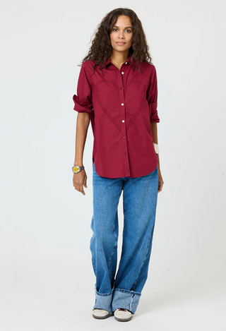 Kerri Rosenthal - Mia Button Down Shirt Max Heart - Burgundy