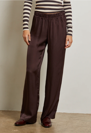perfectwhitetee - Camile Luxe Satin Straight Leg Pant - Cocoa