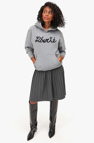 Clare V. - Liberte Embroidered Hoodie - Grey Heather