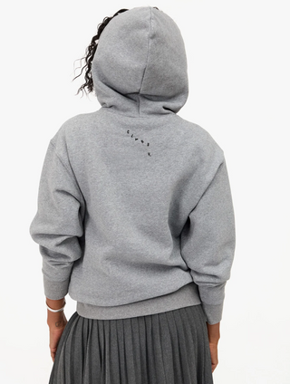 Clare V. - Liberte Embroidered Hoodie - Grey Heather
