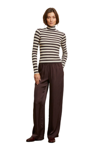 perfectwhitetee - Camile Luxe Satin Straight Leg Pant - Cocoa