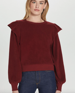 Goldie - Ruffle Shoulder Sweatshirt - Pomegranate