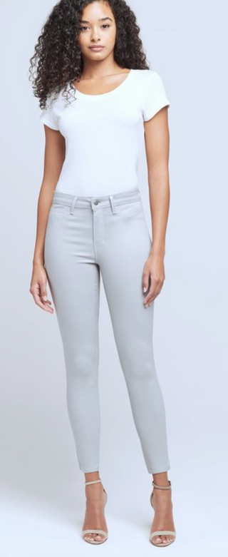 L'Agence - Margot High Rise Coated Skinny Denim Jean - Gris