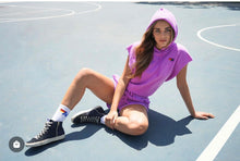 Load image into Gallery viewer, Aviator Nation - Sleeveless Relaxed Cropped Hoodie - Neon Purple
