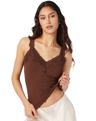 Cami NYC - Lani Rib Knit Lace Trim Tank Top