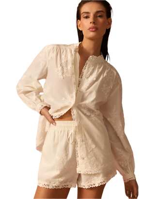 Cami NYC - Palmyra Embroidered Cotton Blouse - Macadamia