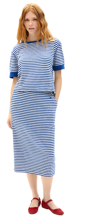 Clare V. - Le Tube Skirt - Cobalt/Cream Stripe