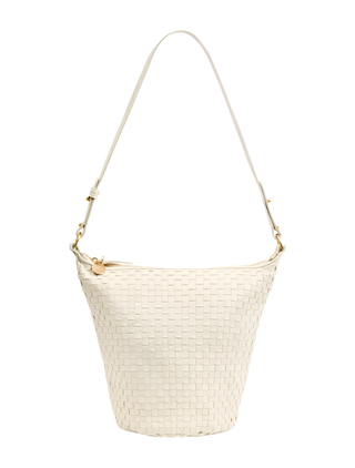 Clare V. - Petite Jeanne Woven Leather Bucket Bag - Cream