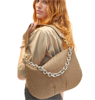 Clare V. - Moyen Leather and Suede Woven Messenger Bag - Clay