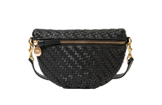 Clare V. - Woven Leather Petite Fanny Bag - Black Zig Zag