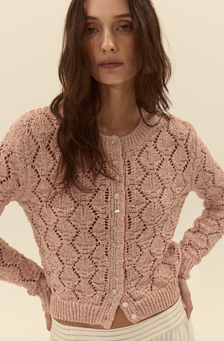 Deluc - Cerdena Pointelle Cardigan - Soft Pink