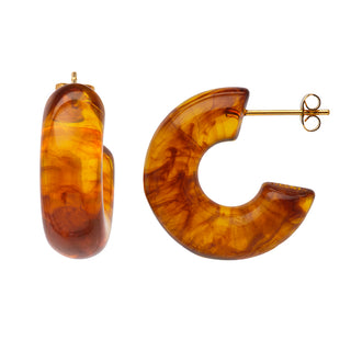 Lucas Jack - Tortoise Shell Resin Hoop Earrings - Tortoise