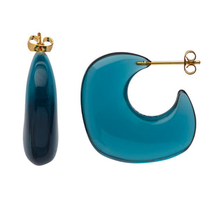Lucas Jack - Deep Sea Blue Resin Square Hoop Post Earrings