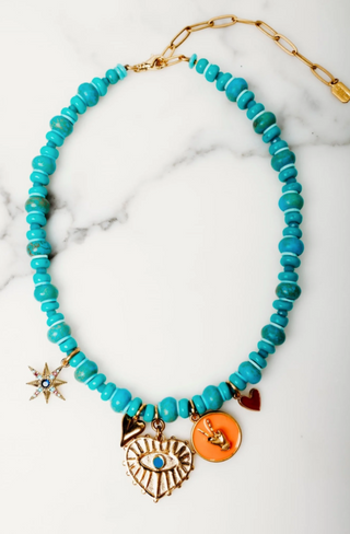 Elizabeth Cole - Bellatrix Turquoise Charm Necklace