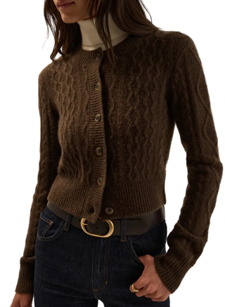 Favorite Daughter - Eleanor Cable Cardigan Sweater - Ganache