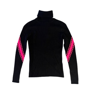 Brodie - Rosa Cashmere Roll Neck Sweater - Black/Neon Pink