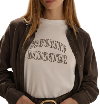 Favorite Daughter - The Collegiate Classic Tee - White/Espresso