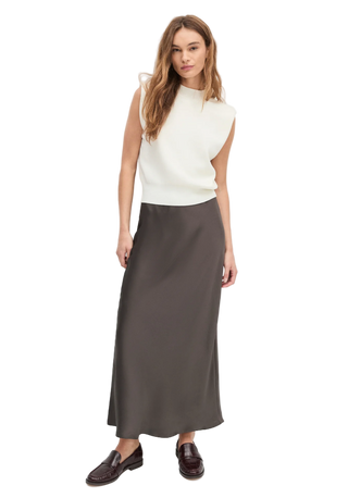 Favorite Daughter - The Favorite Satin Midi Skirt - Coffee