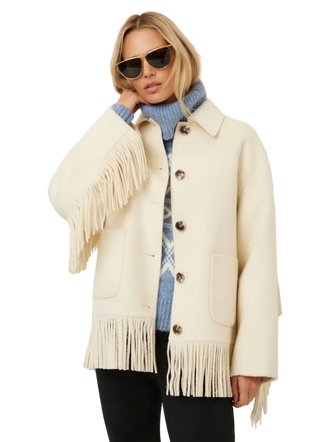 Fifteen Twenty - Yana Fringed Wool Jacket - Cream