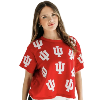 ALIBI Campus - IU Trident Sequin Tee - Red/White