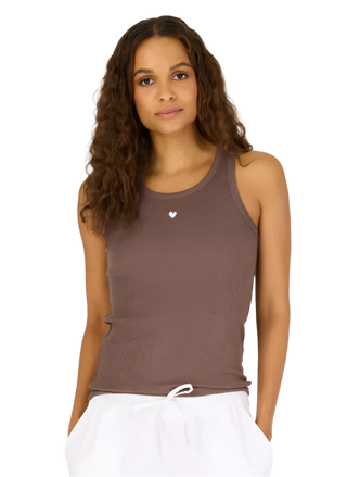 Kerri Rosenthal - Embroidered Heart Signature Tank - Cocoa