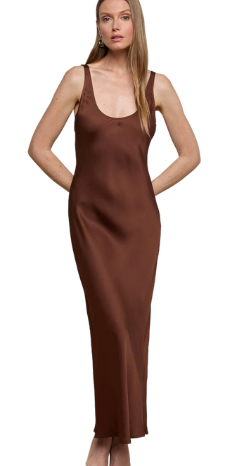 L'Agence - Akiya Satin Maxi Tank Dress - Hot Fudge