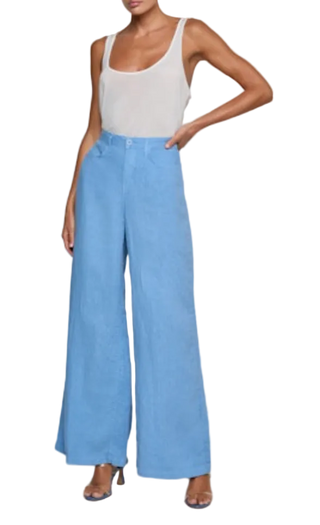 L'Agence - Amara Wide Leg Linen Pant - Allure Blue