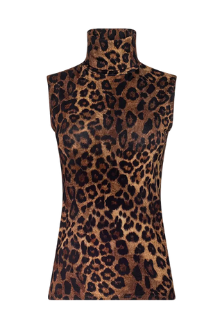 L'Agence - Ceci Sleeveless Turtleneck Top - Javan Leopard