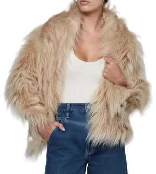 L'Agence - Sabine Faux Fur Stole Wrap - Biscuit