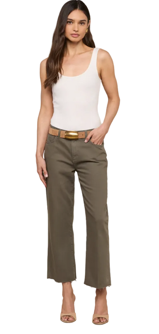 L'Agence - Wanda Cropped Wide Leg Jean - Smoky Olive