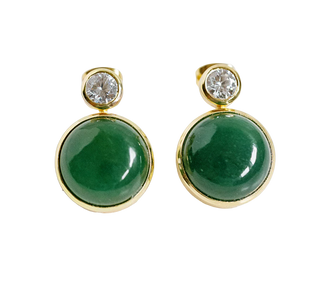 Laura Foote - Floating Gem Stud Earrings - Green Aventurine
