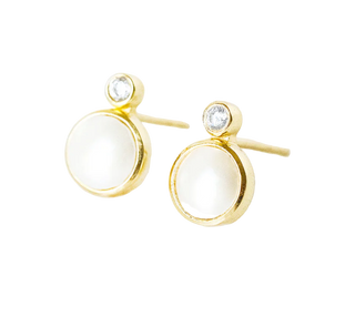 Laura Foote - Mini Floating Gem Stud Earrings - Pearl