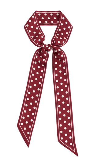 Lost Pattern - Silk Skinny Scarf - Burgundy Polka Dot
