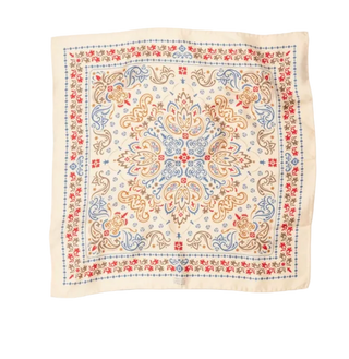 Maison Lecomte Flament - Bozeman Silk Bandana Scarf - Ecru/Red/Blue