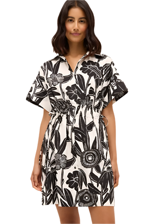Marie Oliver - Billie Mini Shirt Dress - Black/White Florette