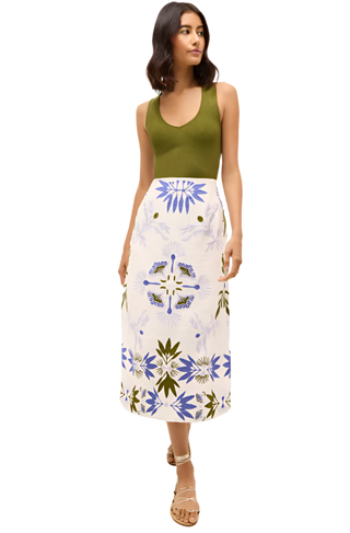 Marie Oliver - Chandler Embroidered Linen Skirt - Waltz