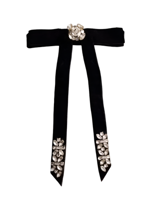 Mignonne Gavigan - Hampton Velvet and Crystal Bow Barette - Black