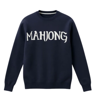 Minnie Rose - Mahjong Cotton/Cashmere Embroidered Sweater - Navy