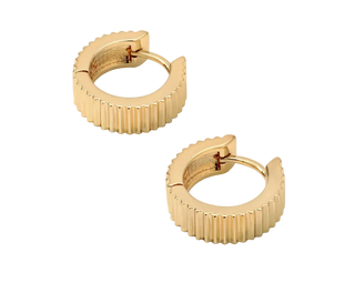 Miranda Frye - Debbie Fluted Huggie Earrings - Yellow Gold