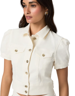 Paige - Kendra Short Sleeved Denim Jacket - Tonal Ecru