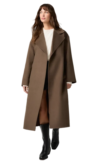 Paige - Connery Long Wrap Wool Coat - Mushroom