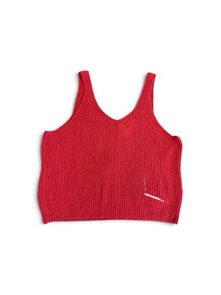ALIBI Campus - Cig Embroidered Knit V Neck Tank - Red