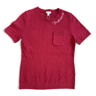ALIBI Campus - Indiana Cotton Boucle Knit Tee - Crimson