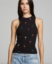 Load image into Gallery viewer, Chaser - Neon Palms Ribbed Tank Top - Black
